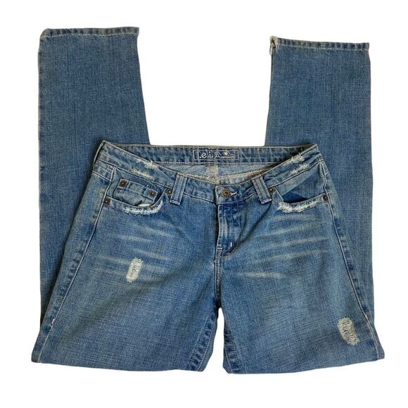 VTG L.E.I. Premium Patches Rose Straight Jeans Sz 11 - Picture 4 of 13